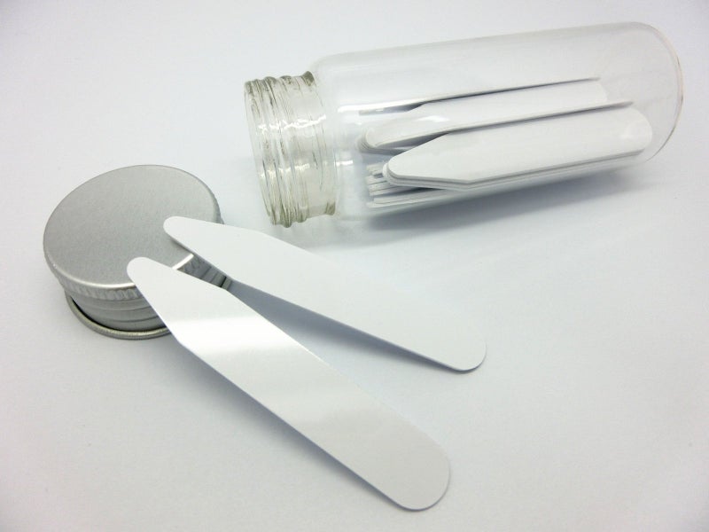 Lary 28 Pcs Plastic Collar Bones Shirt Stays in Glass Bottle Length 2 inches - Image 2